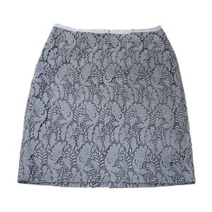 NEW Talbots Womens Crochet Lace Overlay A-Line Skirt Straight Gray 10 Petite